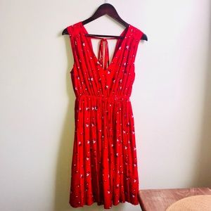 Madewell red magnolia tie-back dress